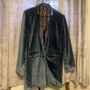 Wildfang x Lucca light blue faux velvet blazer